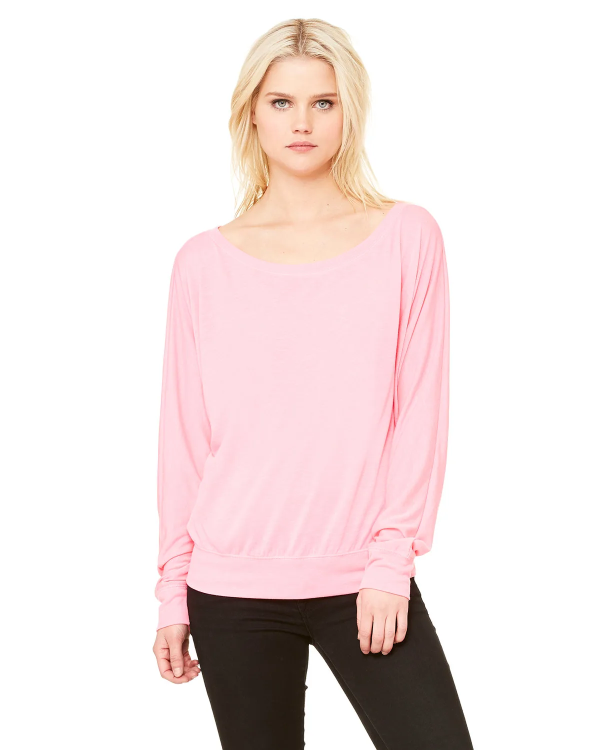 BELLA+CANVAS Ladies' Flowy Long-Sleeve Off Shoulder T-Shirt view 4