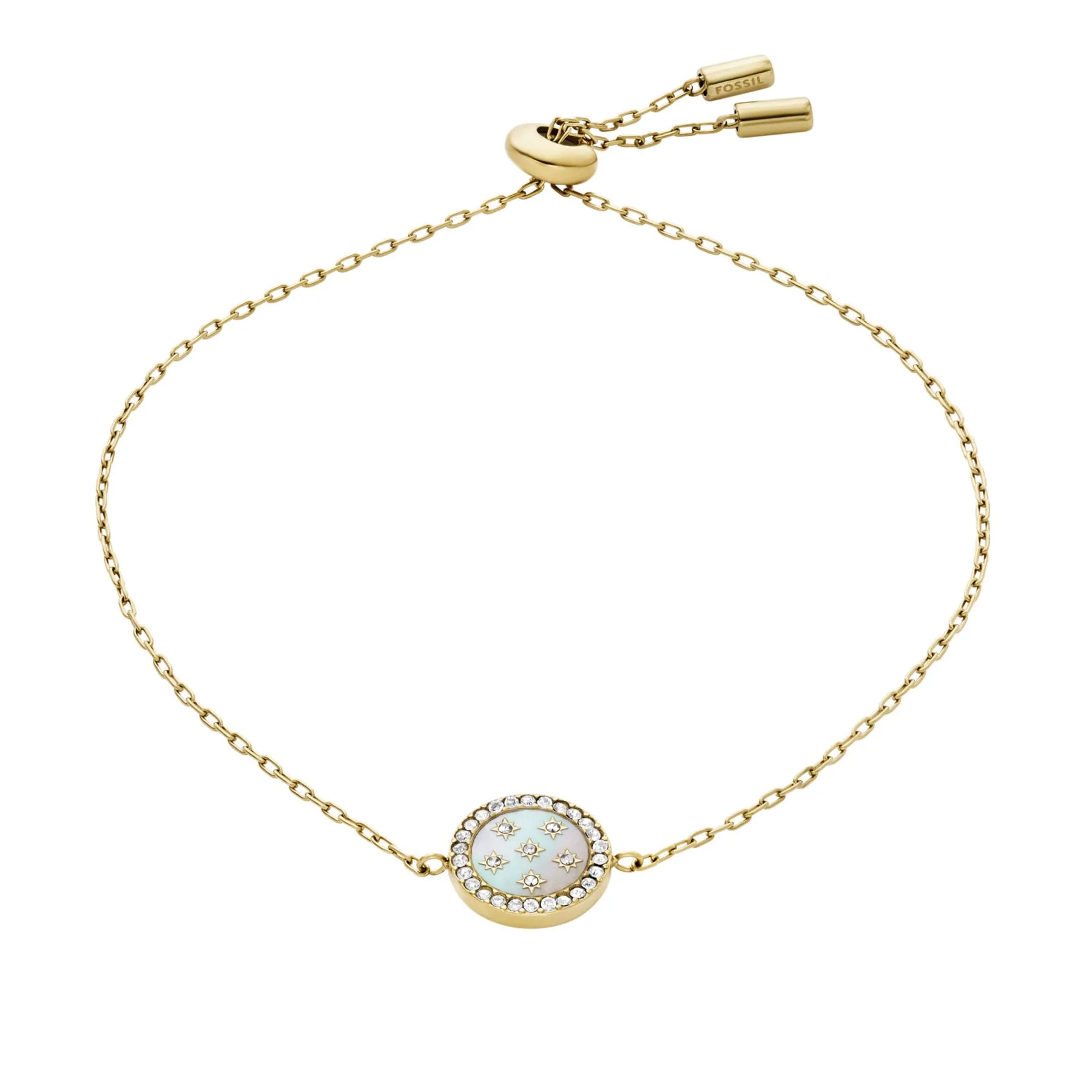 Fossil Merrit Northlight Gold-Tone Stainless Steel Station Bracelet