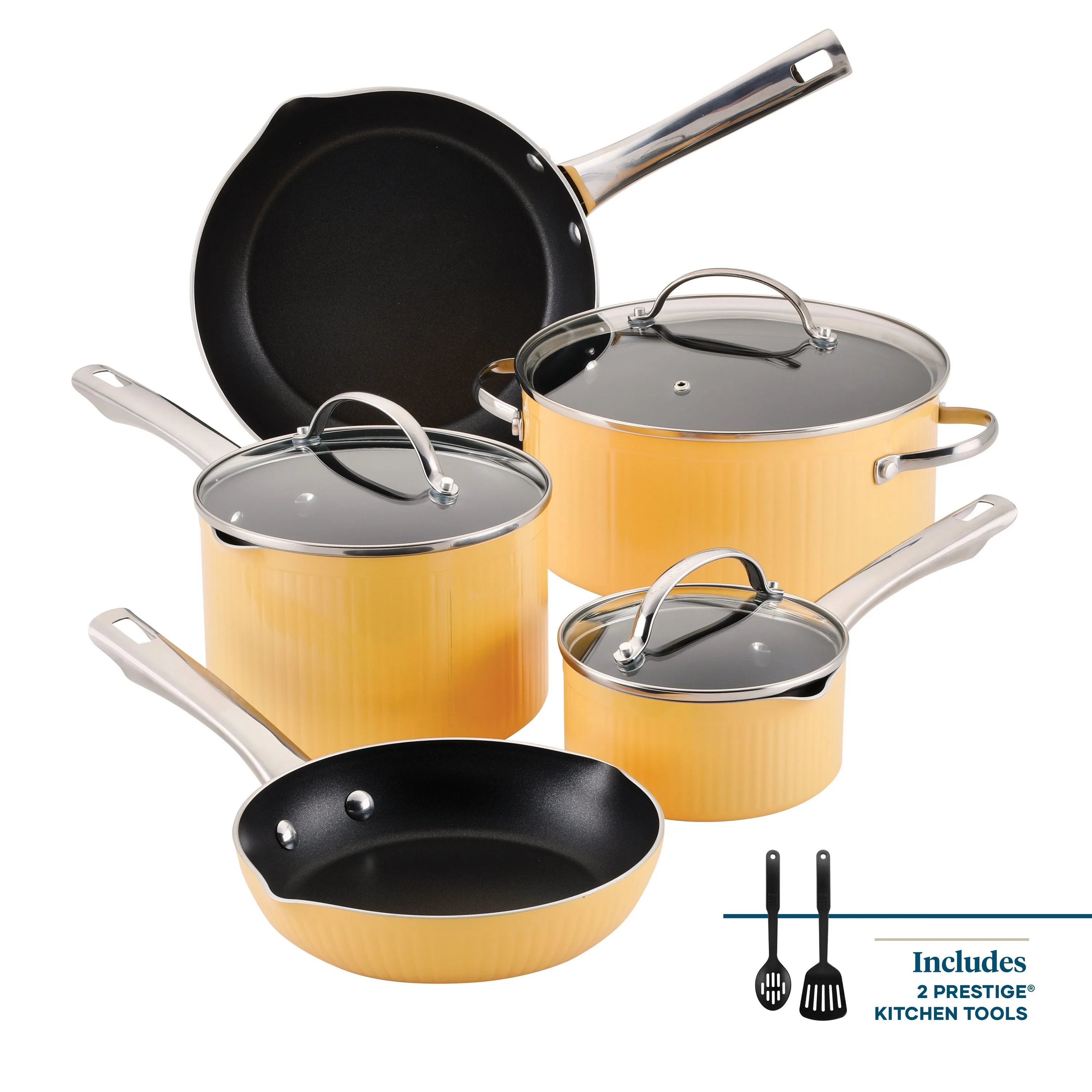 Farberware 10 Piece Style DiamondMax Yellow Nonstick Cookware Set