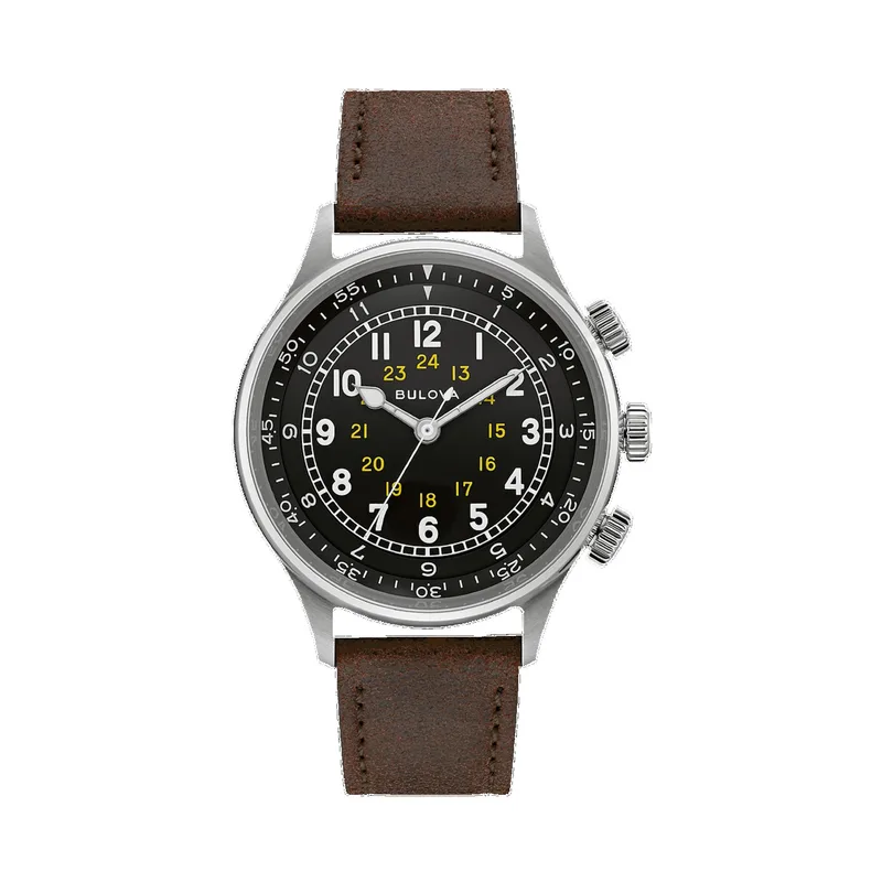 Bulova Men's A-15 Pilot Brown Leather Strap Watch