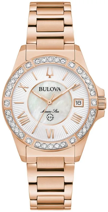 Bulova Watches Ladies' Marine Star Diamond Case Stainless Steel Bracelet Watch