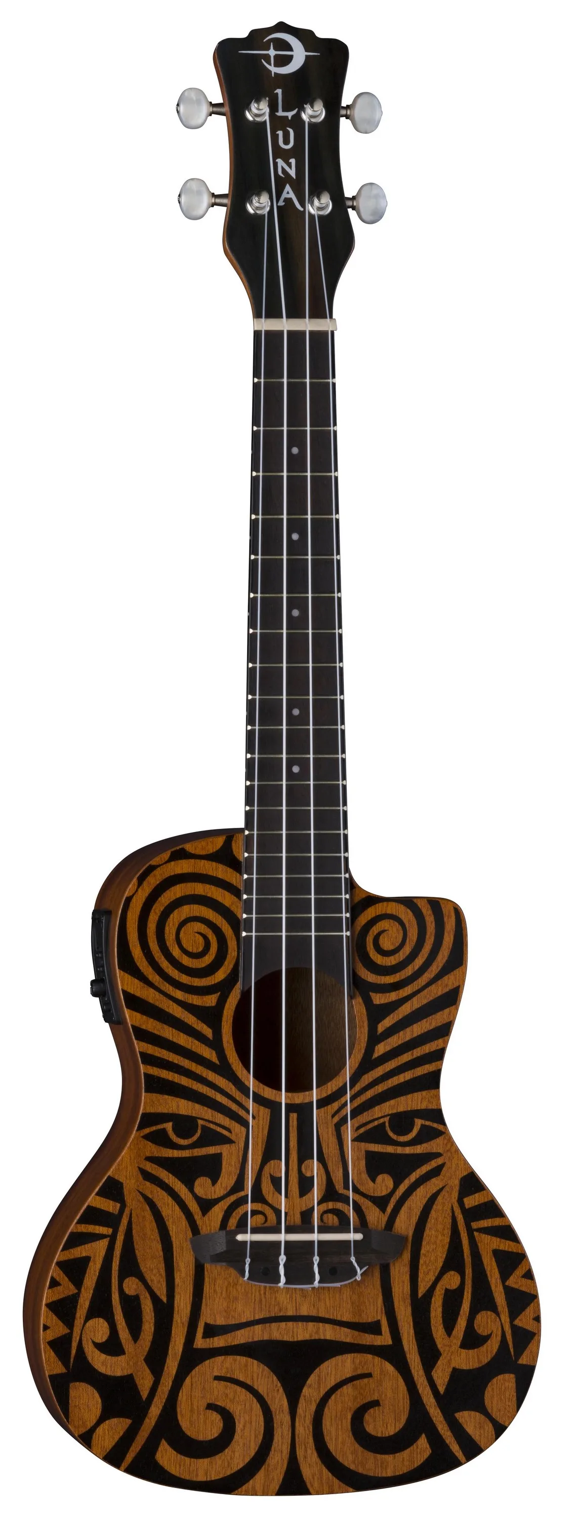 Luna Tribal Mahogany Concert Cutaway Acoustic Electric Ukulele