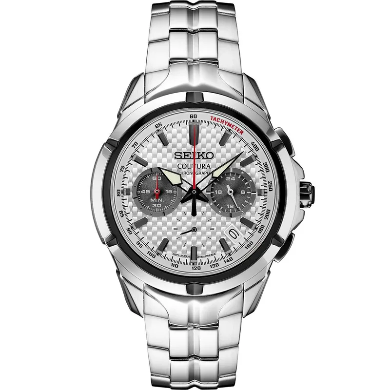 Seiko Watch Coutura Ss Quartz Chronograph Silver Dial