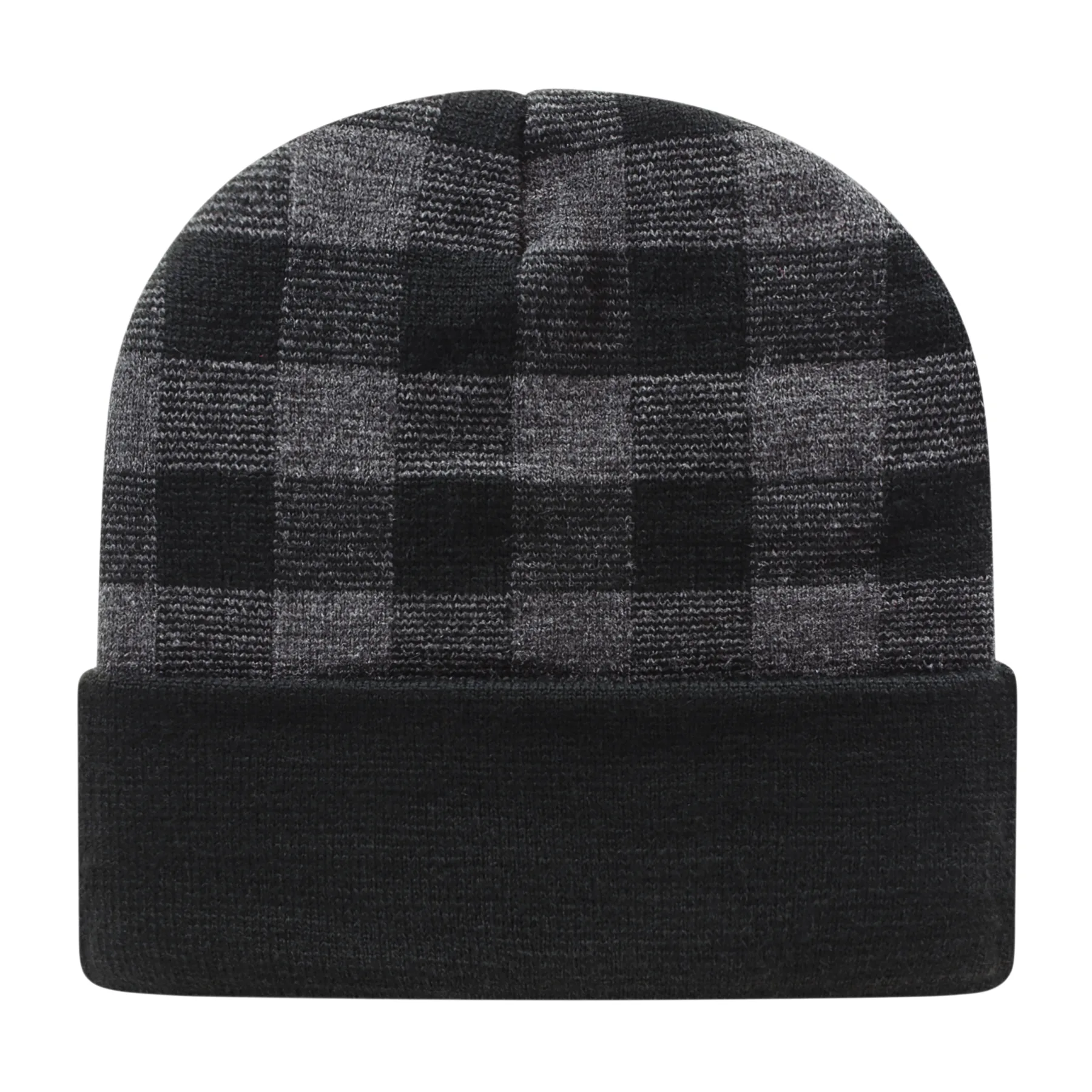 Plaid Knit Cap with Cuff view 3