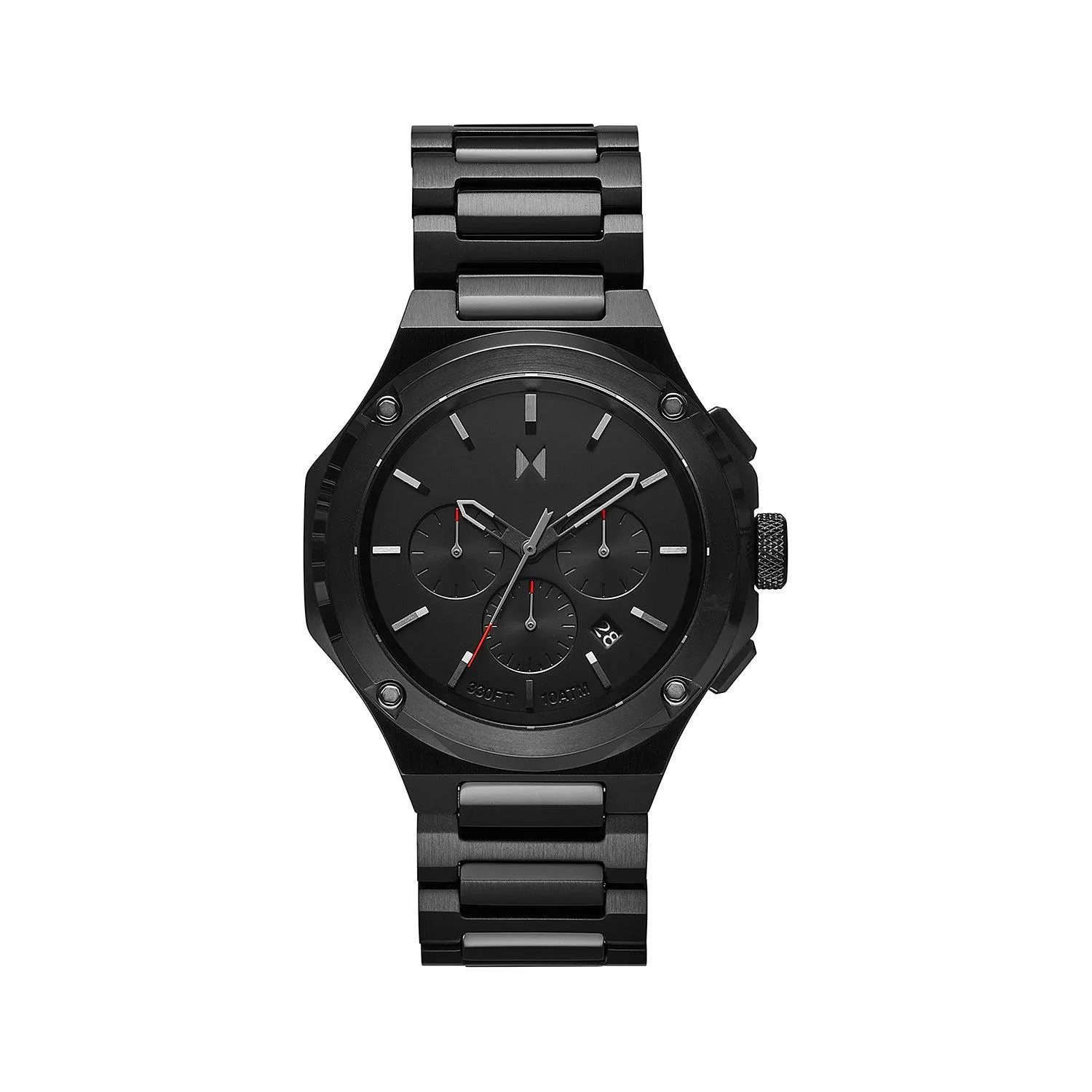 MVMT Mens Raptor Molten Black Chronograph Stainless Steel Watch Black Dial