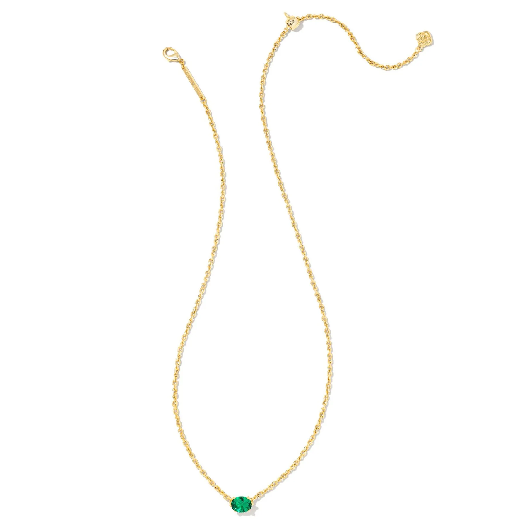 Kendra Scott Cailin Gold Pendant Necklace in Green Crystal