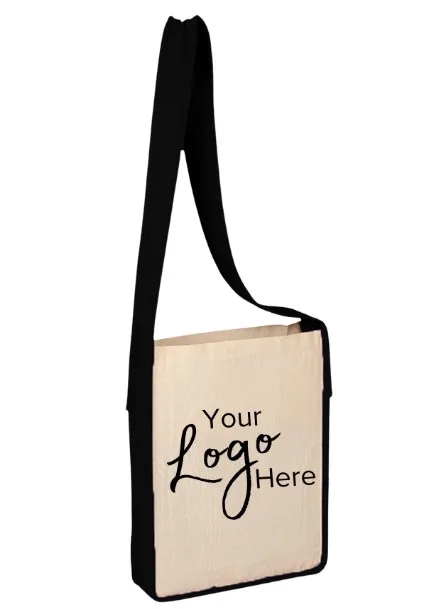 Sling Tote Bag w/Color Handles & 3" Gusset (12"x15"x3") view 2