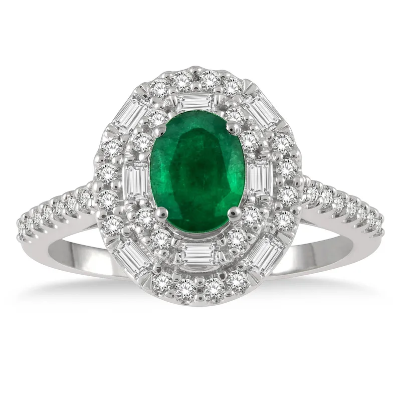 Jilco Inc Diamond And Emerald Ring - Size 9