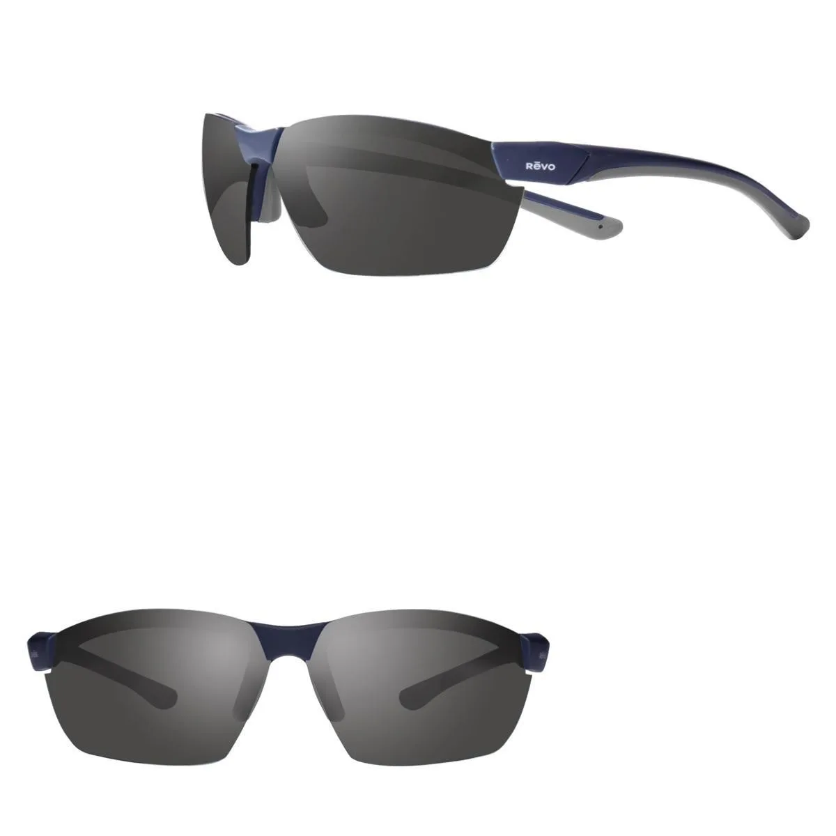 Revo Sunglasses Incline Semi Rimless Sunglass w/Widened View - Matte Navy Blue