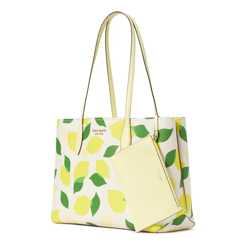 kate spade new york All Day Lemon Toss Printed Pvc Large Tote - Parchment Multi