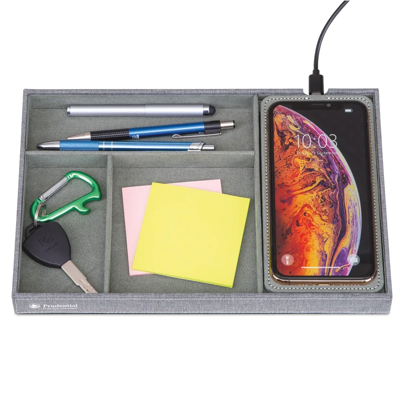 Truman Wireless Charging Accessory Tray - Medium Grey Heather