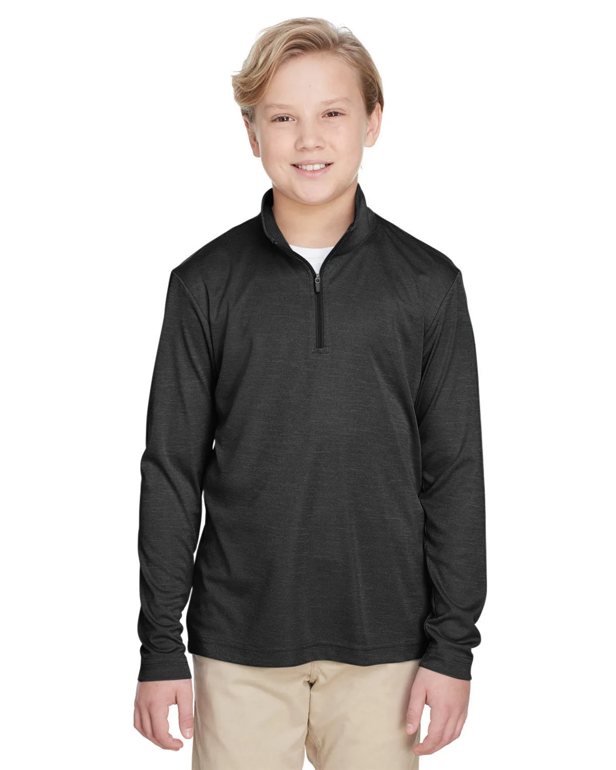 Team 365 Youth Zone Sonic Heather Performance Quarter-Zip Pullover Sweater view 2
