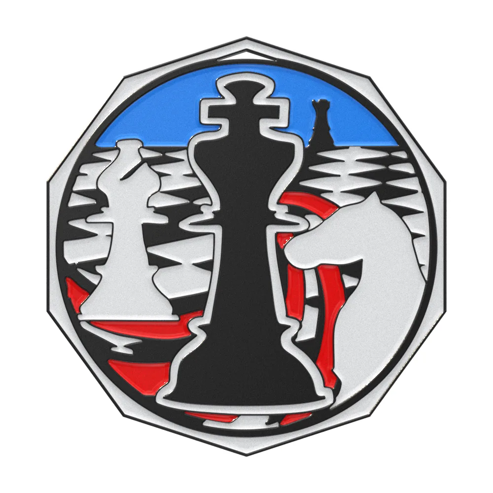 Chess Decagon Colored Medallion (2")