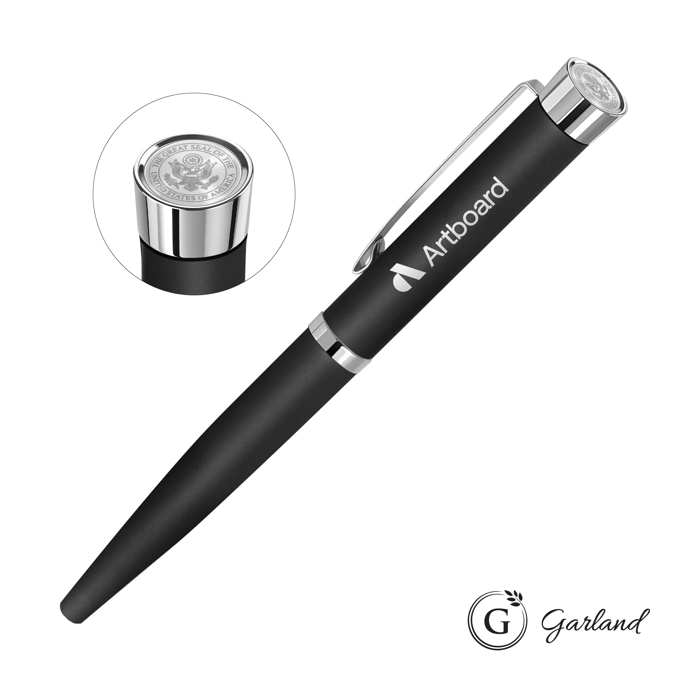 Custom Emblem, Rollerball, Chrome, Matte Black / Chrome