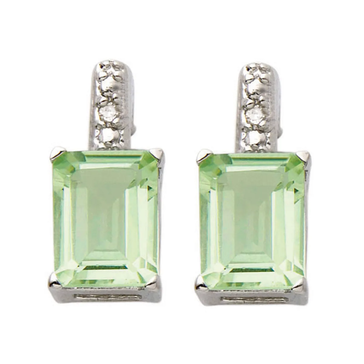 Jilco Inc Diamond & Green Amethyst Earrings