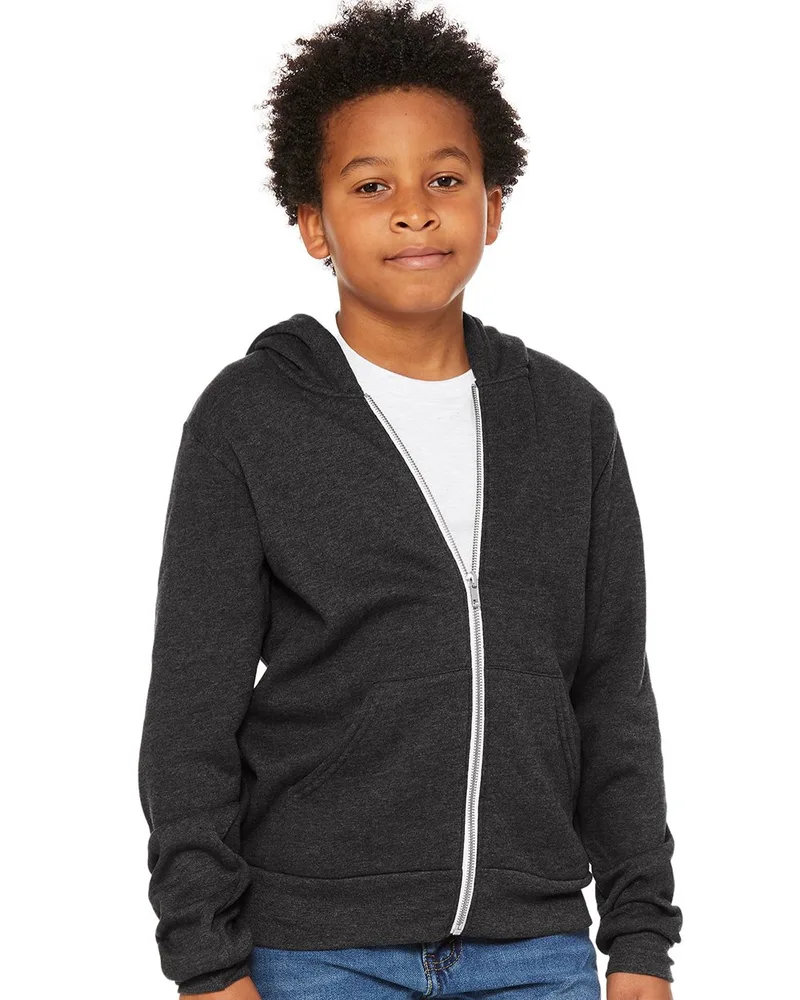 Bella+Canvas® Youth Sponge Fleece Full-Zip Hooded Sweatshirt view 2