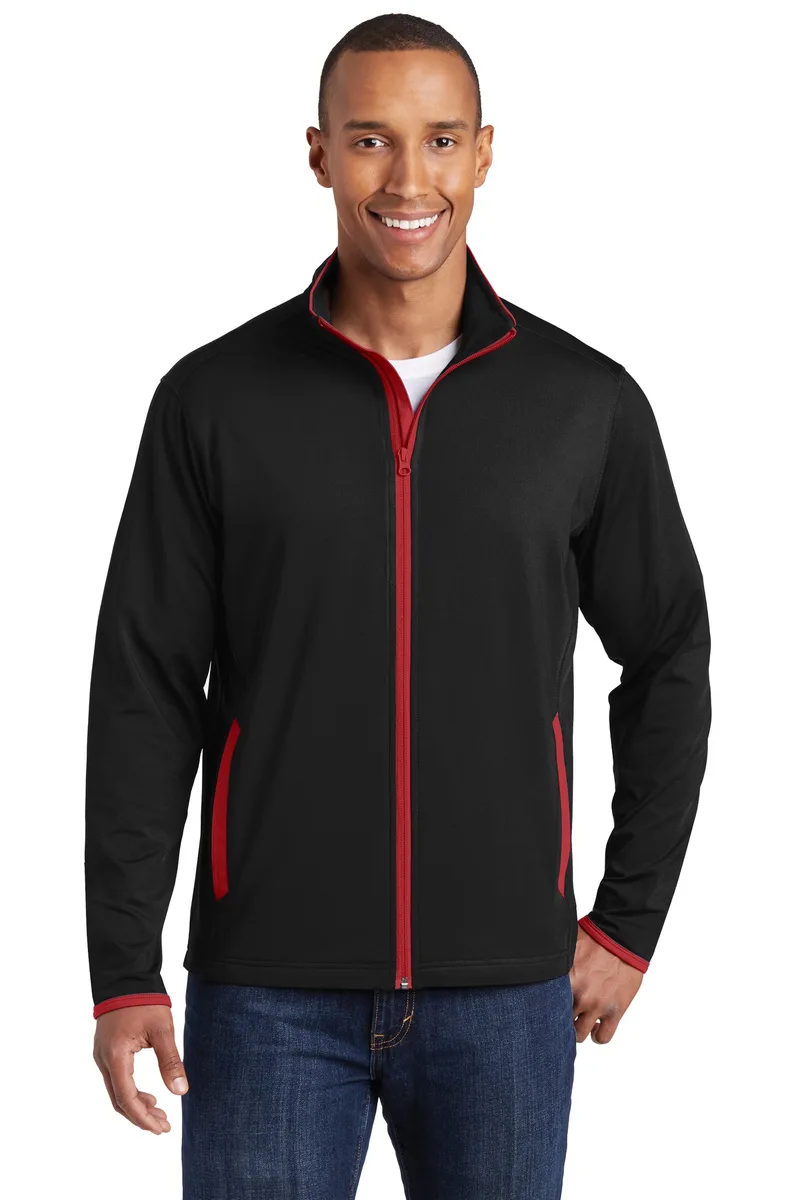 Sport-Tek® Sport-Wick® Stretch Contrast Full-Zip Jacket. view 2