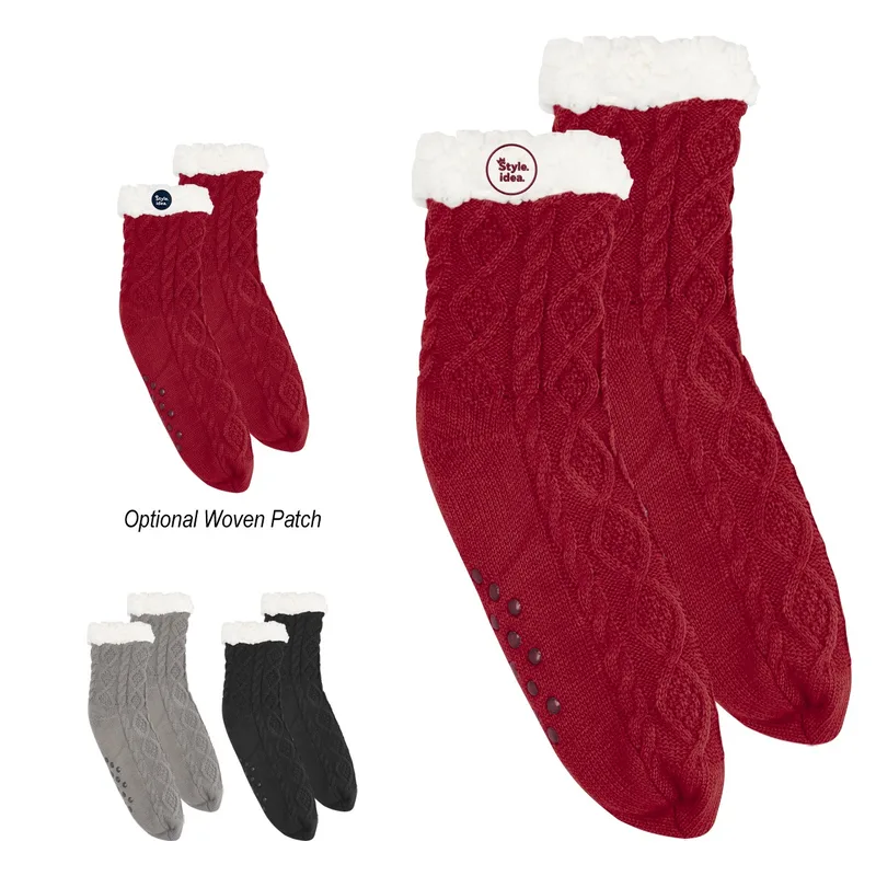 Cozy Cable Knit Slipper Socks view 2