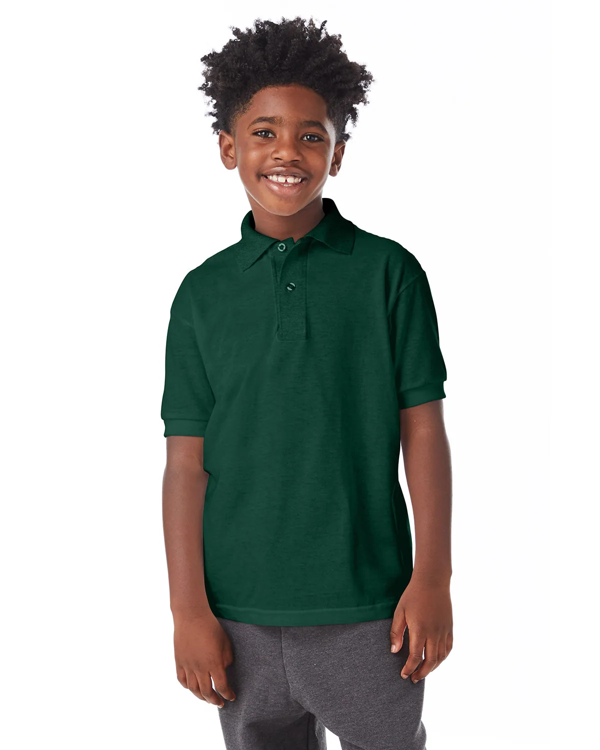 Hanes Printables Youth EcoSmart® Jersey Knit Polo view 2