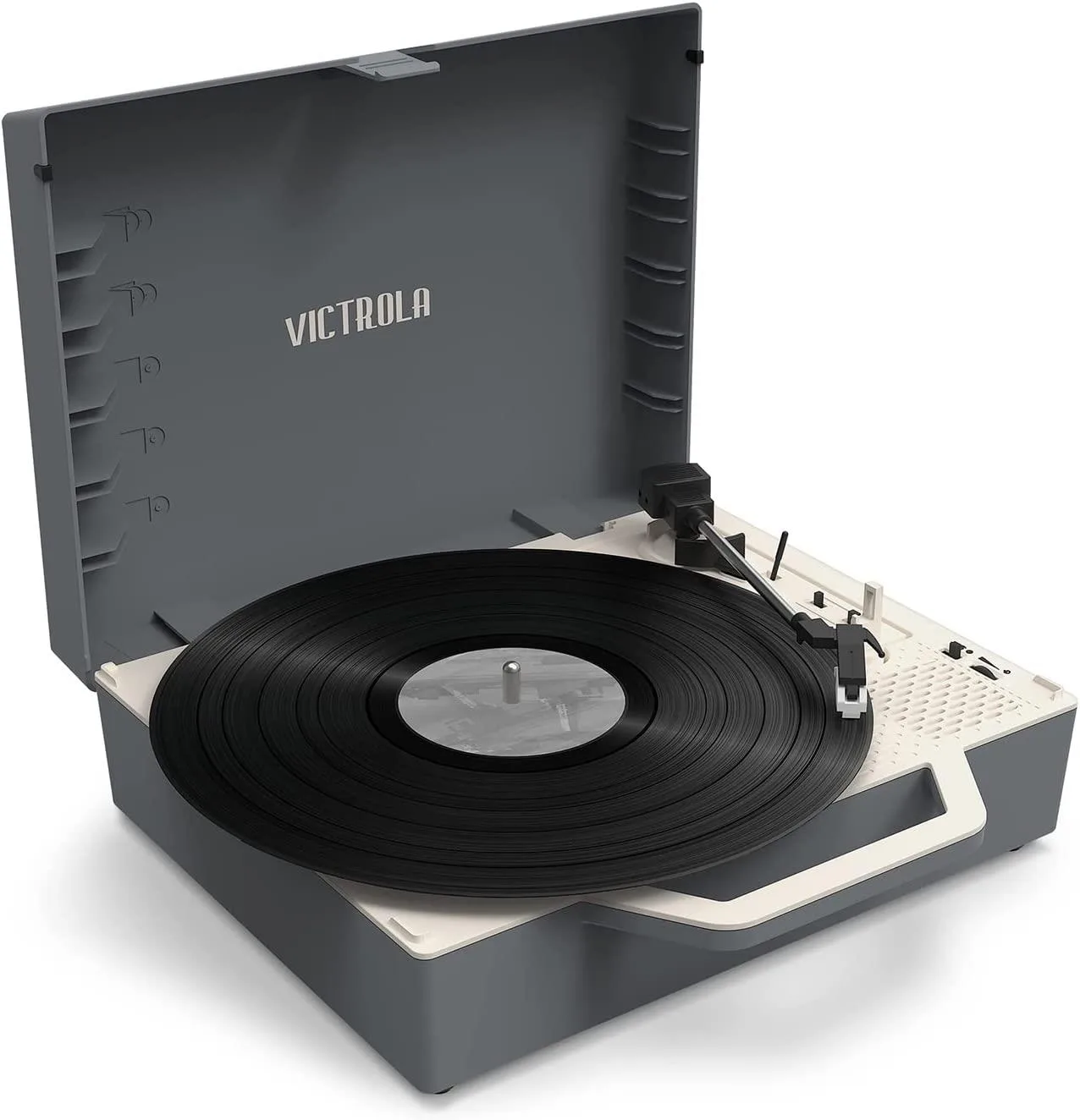 Victrola Re-Spin Sustainable Bluetooth Suitcase Record Player In Gray