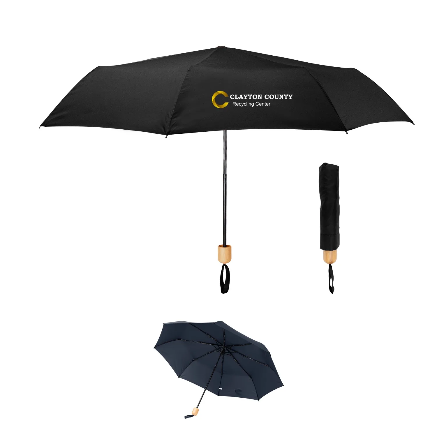 41" Arc Umbrella With 100% Rpet Canopy & Bamboo Handle view 2