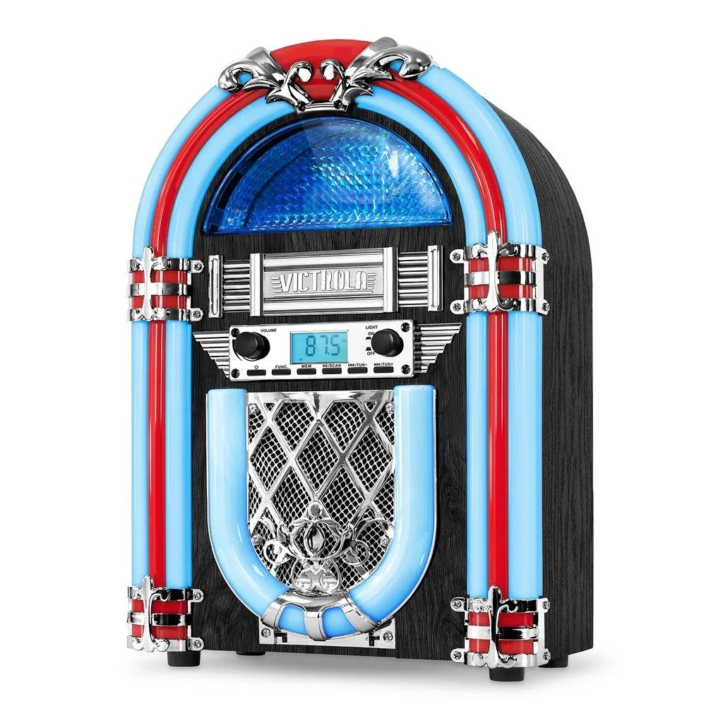 Victrola Victrola Nostalgic Wood Countertop Jukebox w/Built-In Bluetooth, Silver