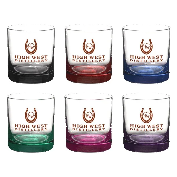 Double Rocks 10.5 oz Lexington Rocks Whiskey Glass with Color Bottom