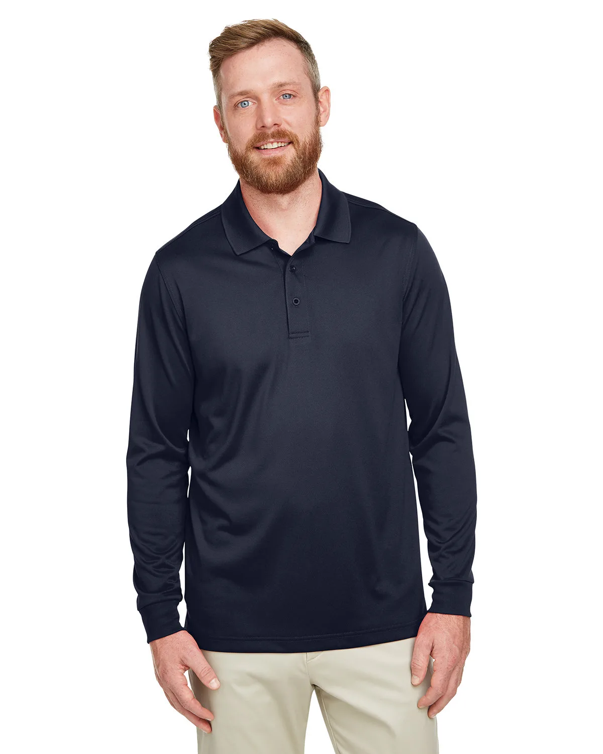 Harriton Men's Tall Advantage Long Sleeve Snag Protection Plus IL Polo view 3