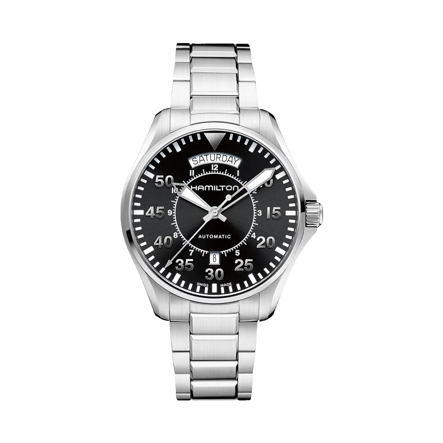 Hamilton Khaki Aviation Pilot Day Date Auto Stainless Steel Watch