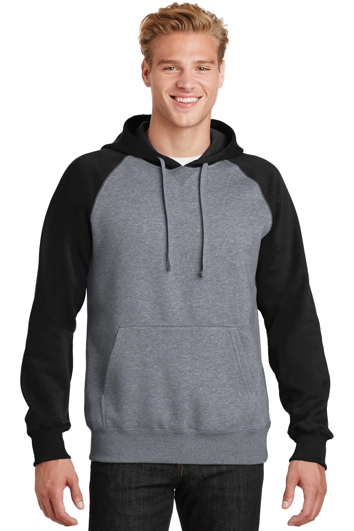 Sport-Tek® Raglan Colorblock Pullover Hooded Sweatshirt.