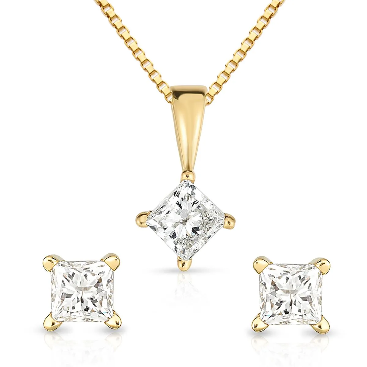 Jilco Inc Diamond Earrings And Necklace Set