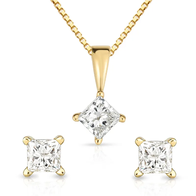 Jilco Inc Diamond Earrings And Necklace Set