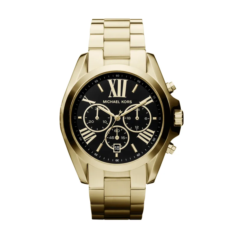 Michael Kors Unisex Bradshaw Gold-Tone Watch Black Dial