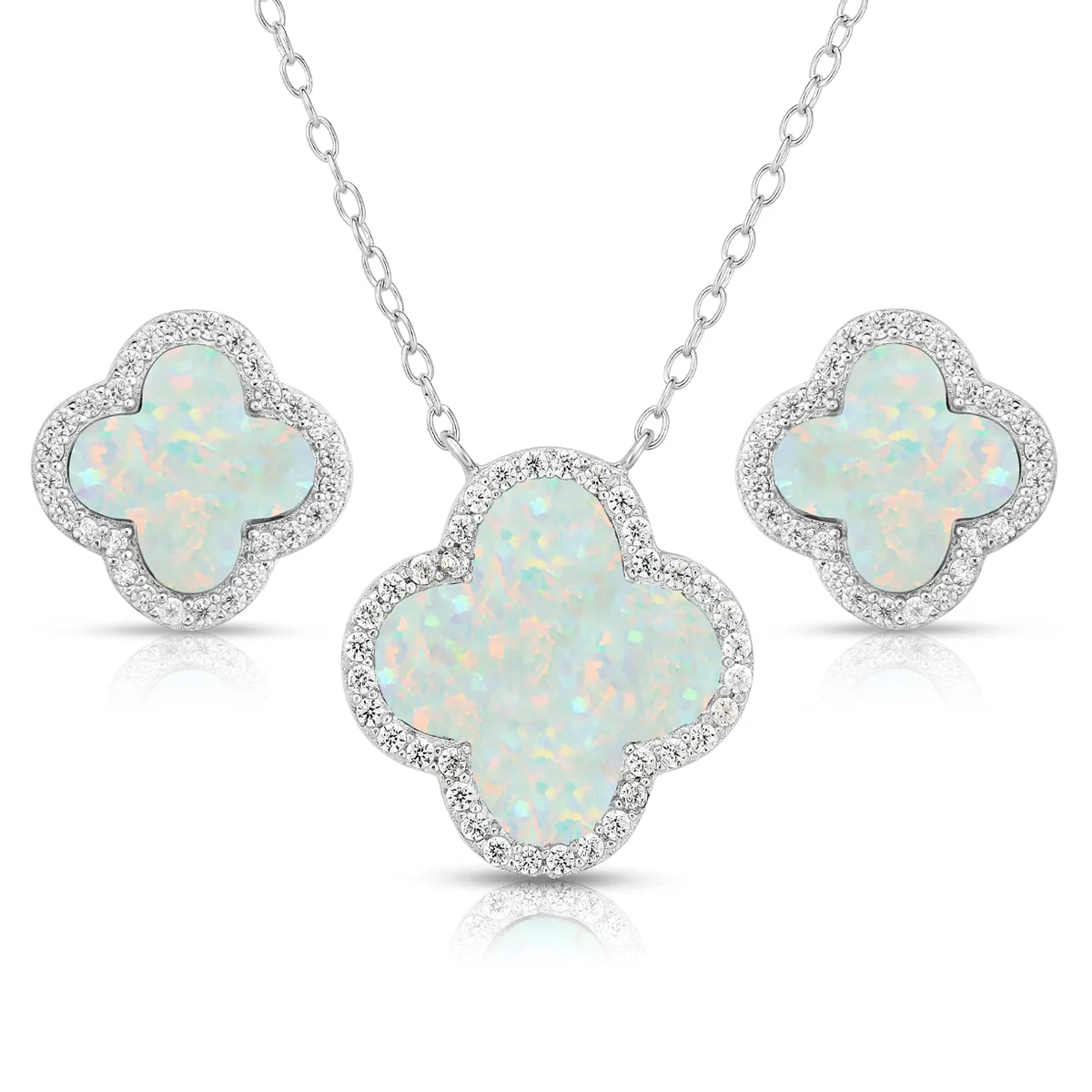 Jilco Inc Opal Earrings & Necklace Set