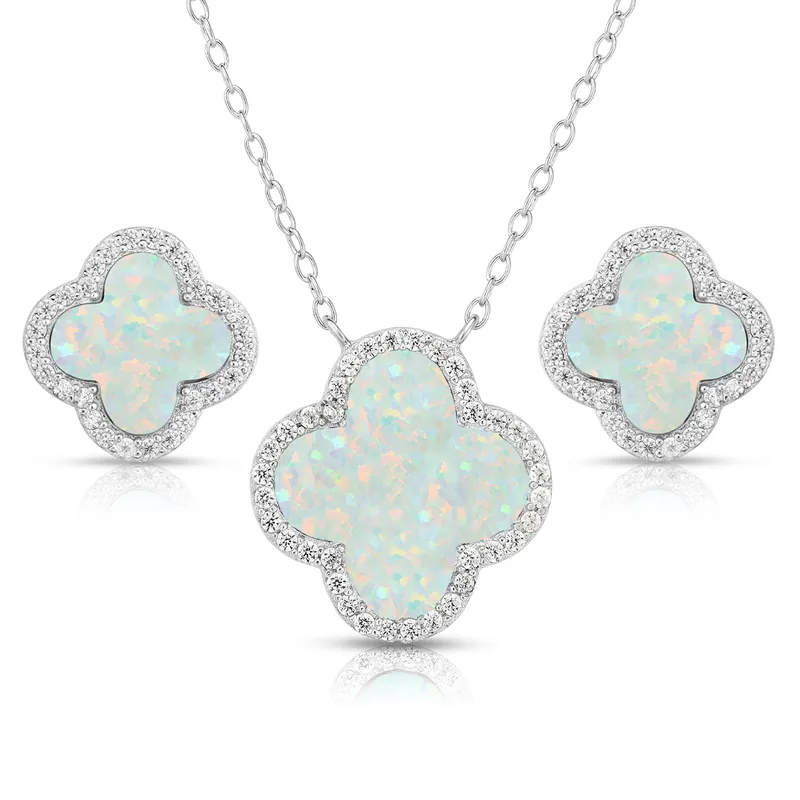 Jilco Inc Opal Earrings & Necklace Set
