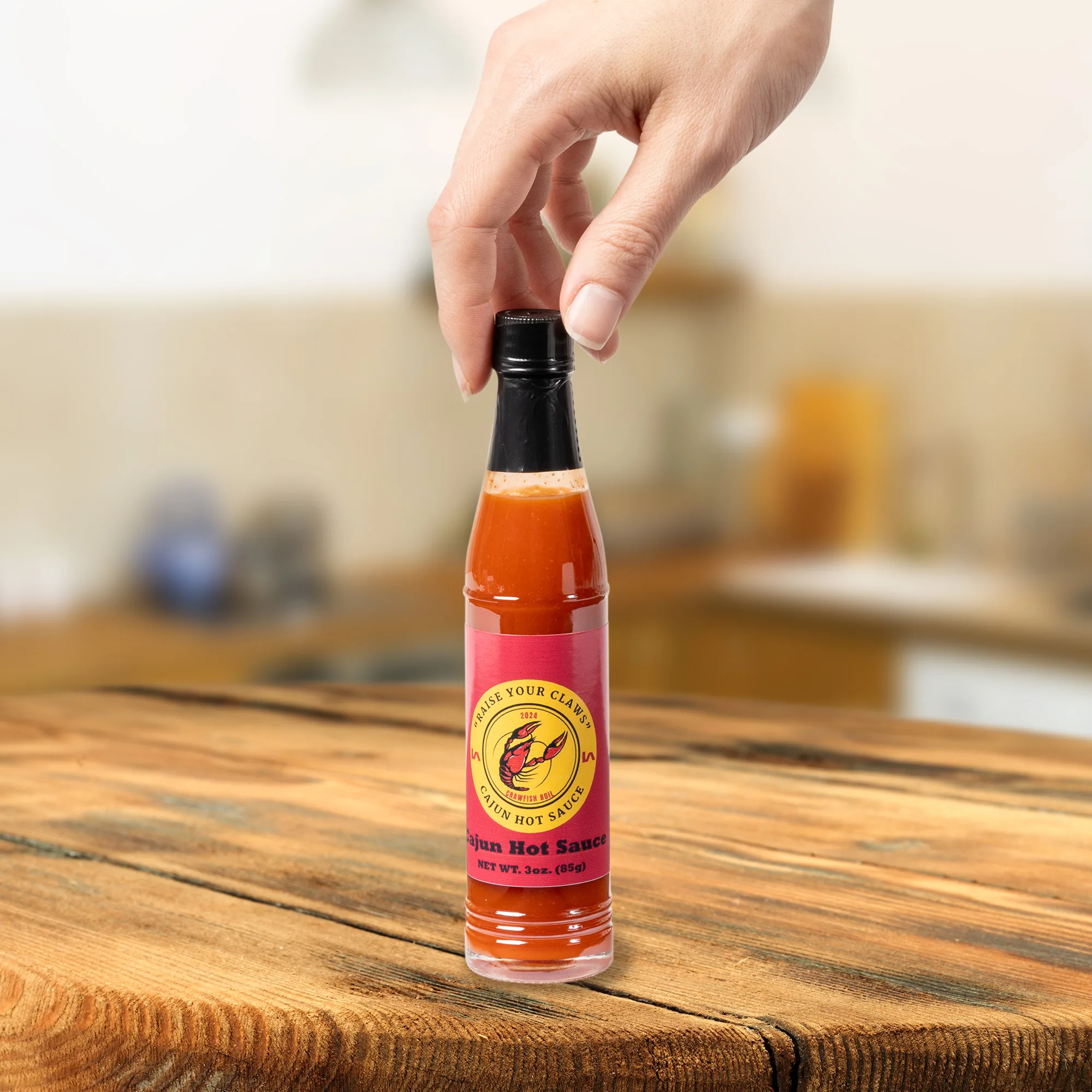 3 Oz. Cajun Hot Sauce in Glass Bottle view 2