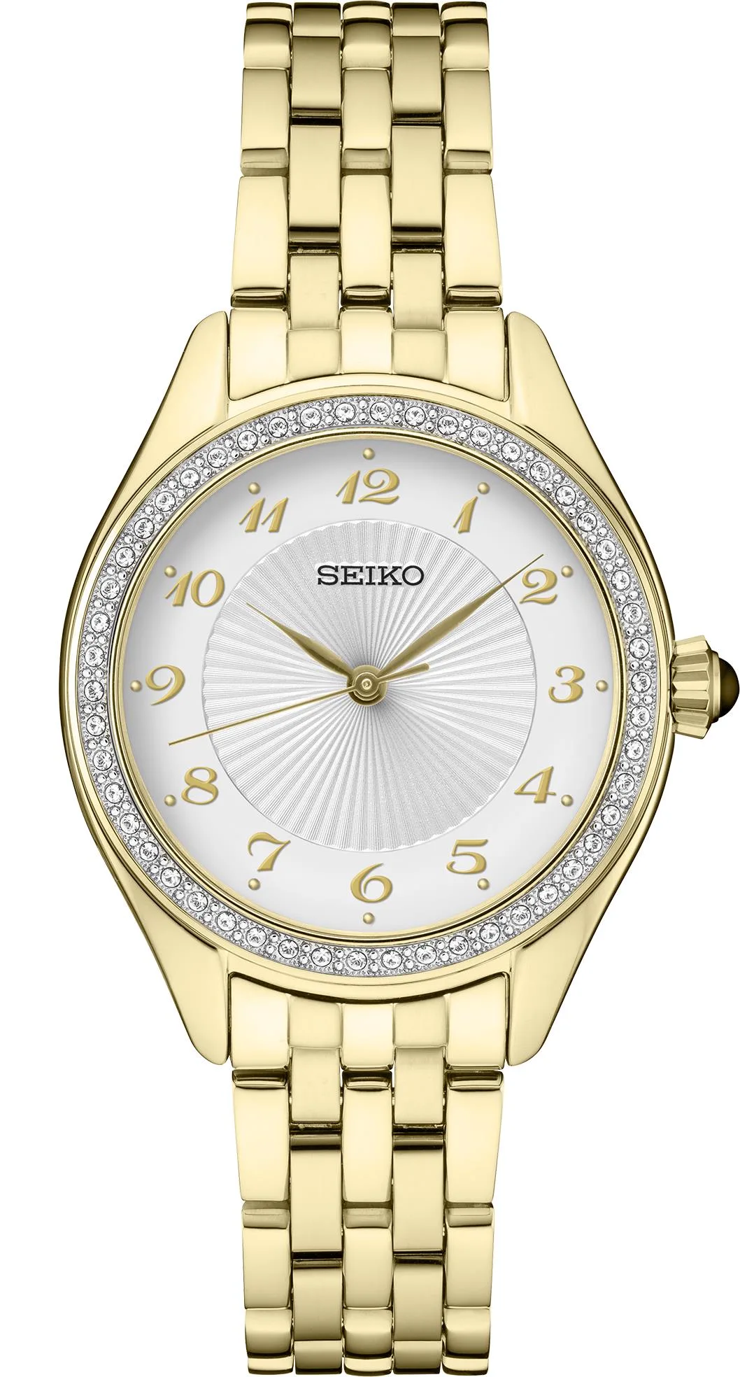 Seiko Watch Ladies Crystal Silver Patterned