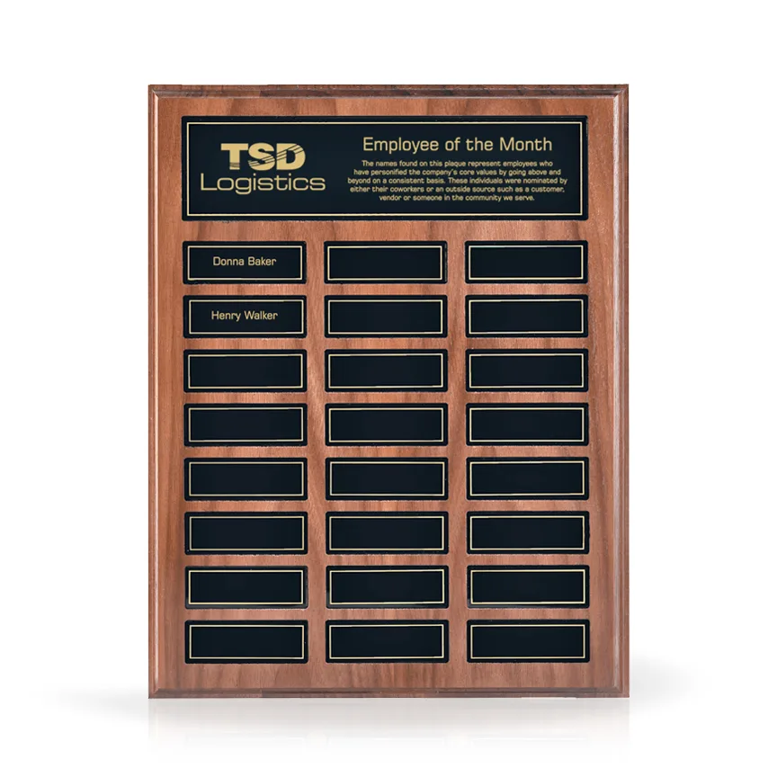 Contempo Magnetic Walnut Perpetual Award Plaque - 13x10.5, Vertical