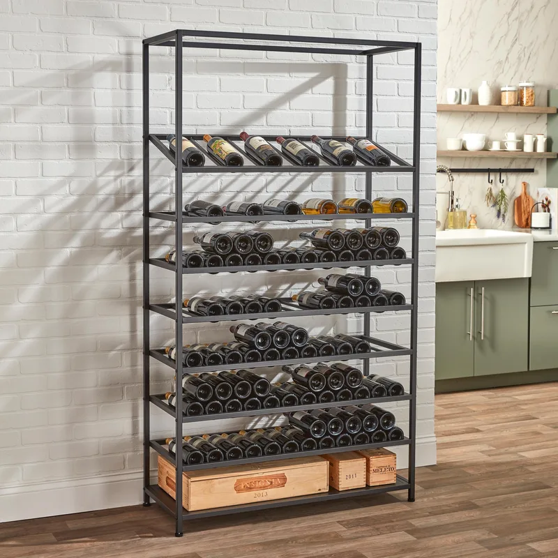 Wine Enthusiast 150-Bottle Iron Wine Rack w/Display Shelf