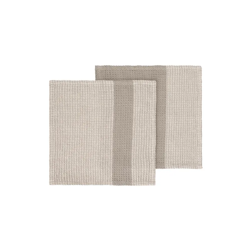 Blomus Gano Organic Cotton Waffle Dish Cloth Set Of 2 - Moonbeam Dove Beige