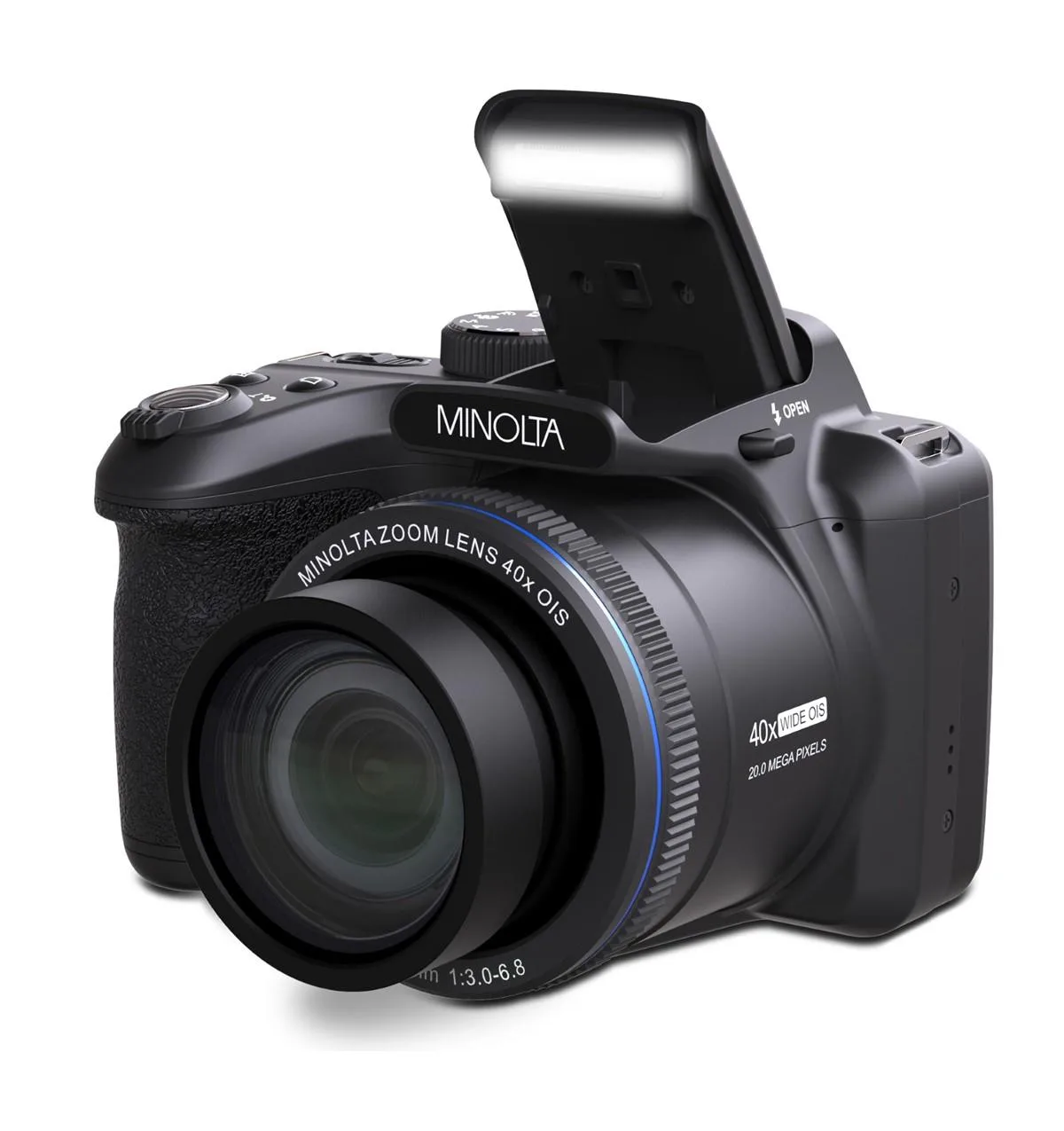 Minolta 20Mp Fhd 40X Optical Zoom Bridge Camera - Black