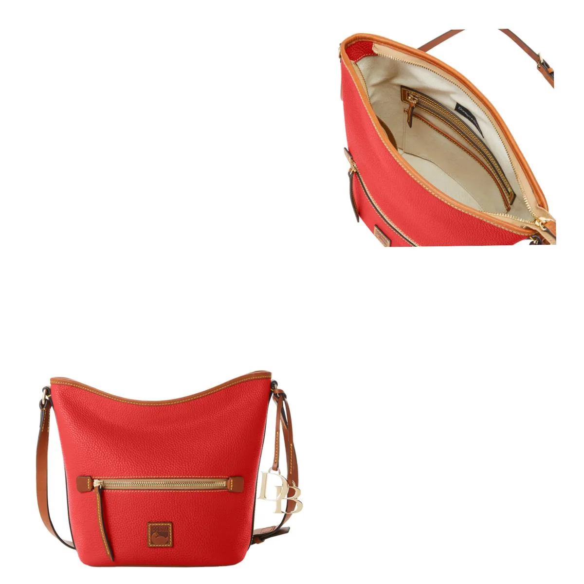 Dooney & Bourke Red Pebble Grain Zip Sac