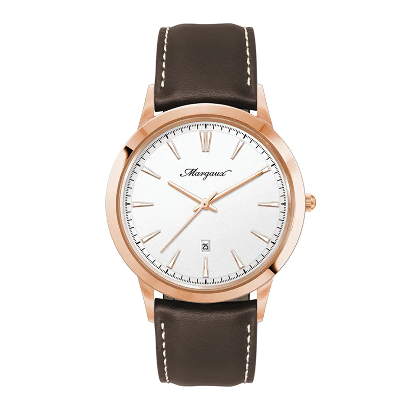 Wc4218 43mm Steel Rose Gold Case, 3 Hand Mvmt, White Dial, Dte Display, Leather Strap, Flat Mineral