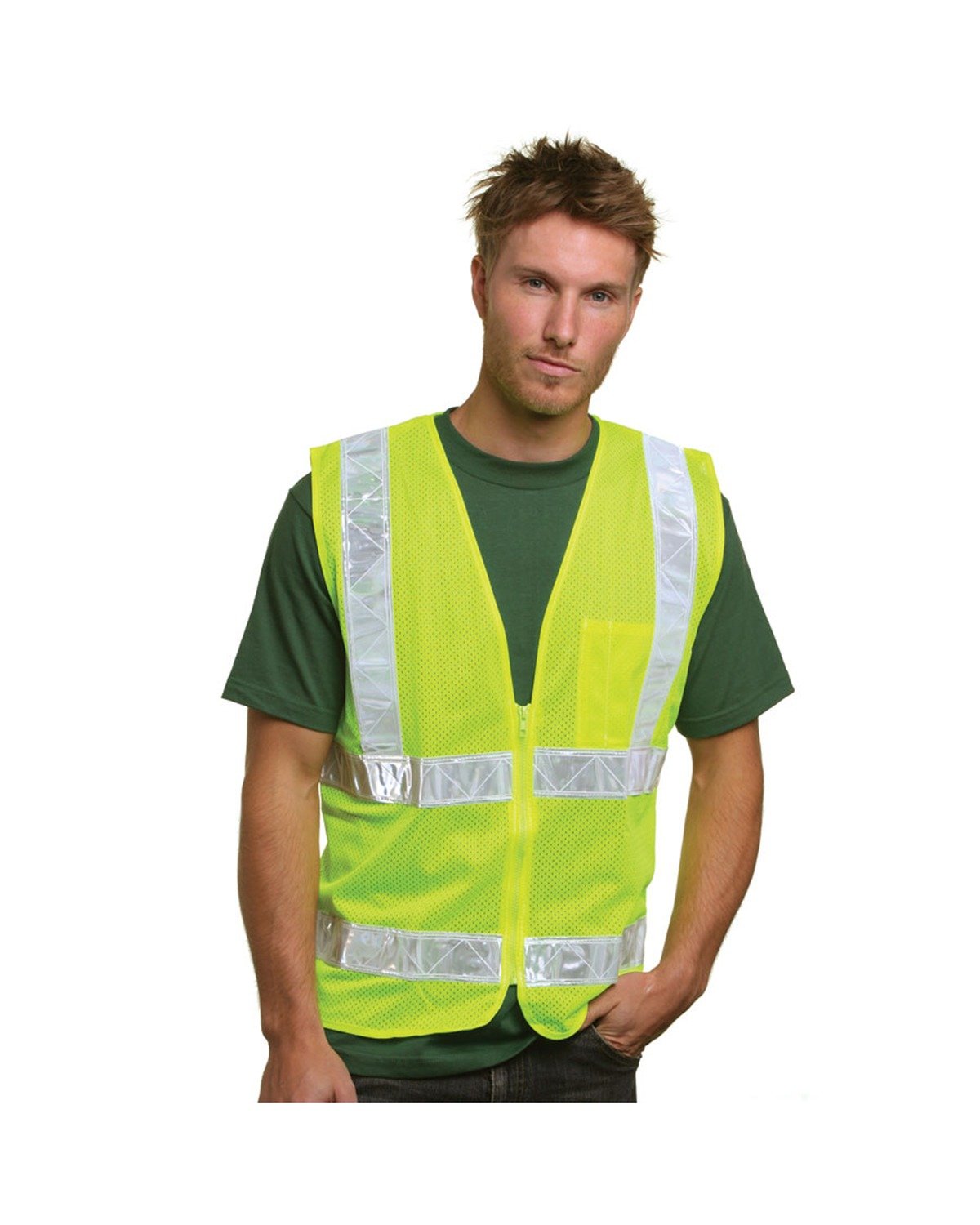 BAYSIDE Unisex USA Made M2261L/SZ Class 2, Level 2 ANSI High Vis Mesh Safety Vest