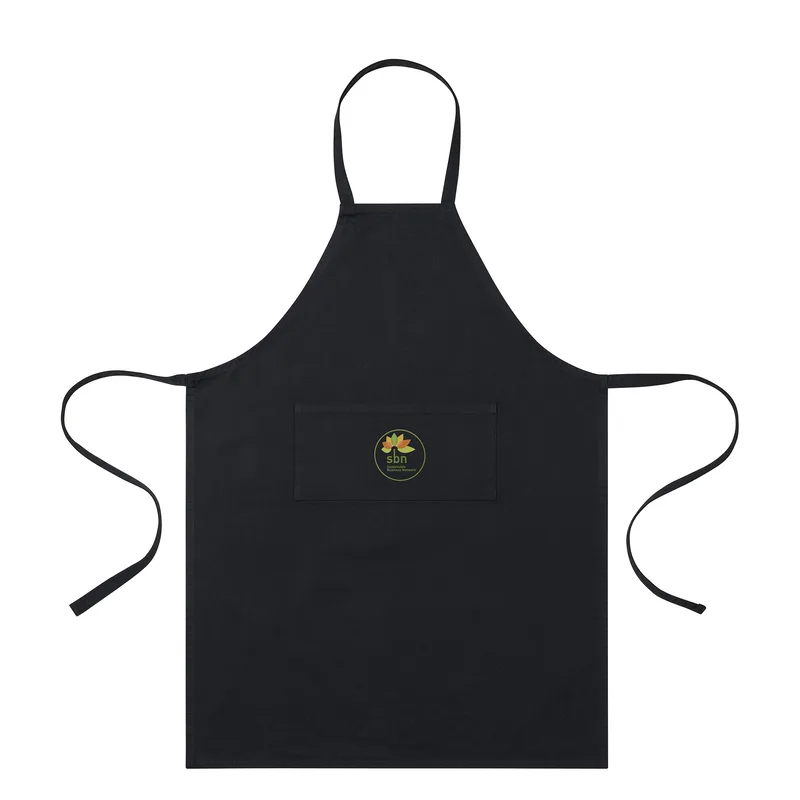AWARE™ Recycled Cotton Bib Front Apron With Pocket - Black
