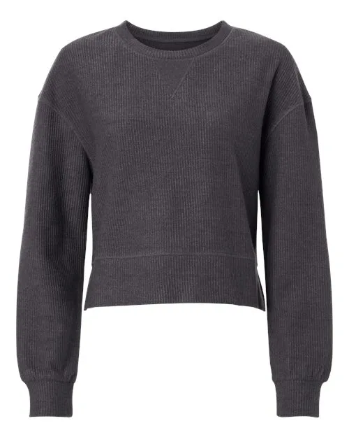 BOXERCRAFT Women's Ribbed Knit Cropped Boxy Crew Shirt