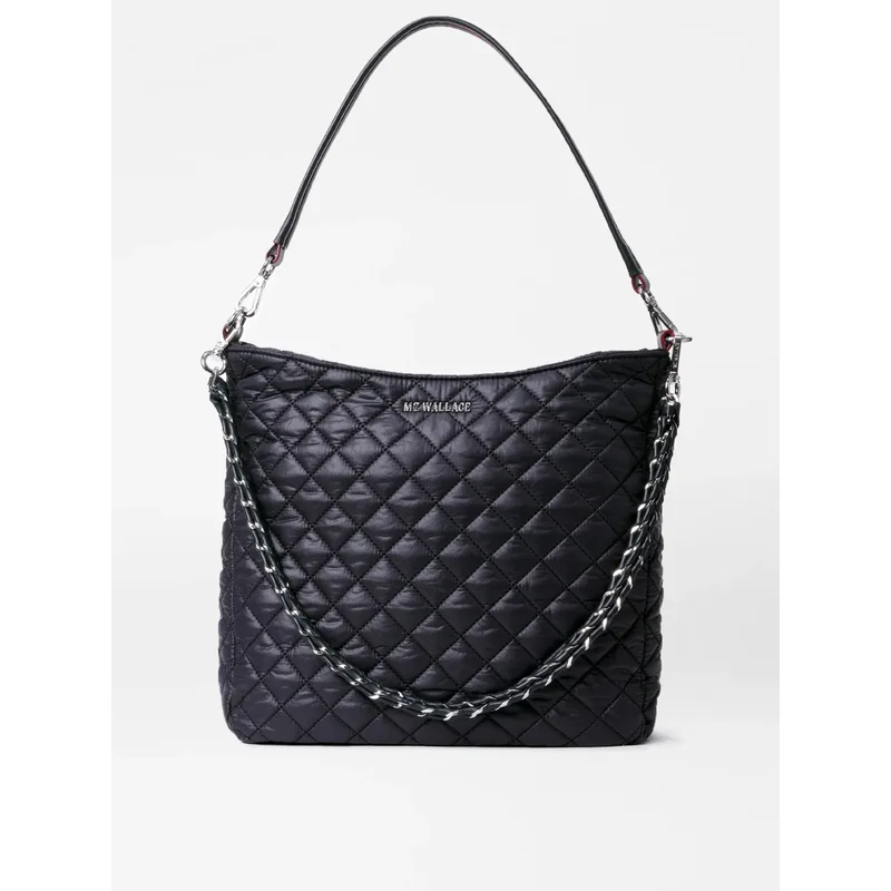 MZ Wallace Crosby Hobo Shoulder Bag - Black Rec