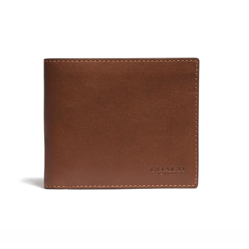 COACH® Mens Sport Leather Slim Billfold - Saddle