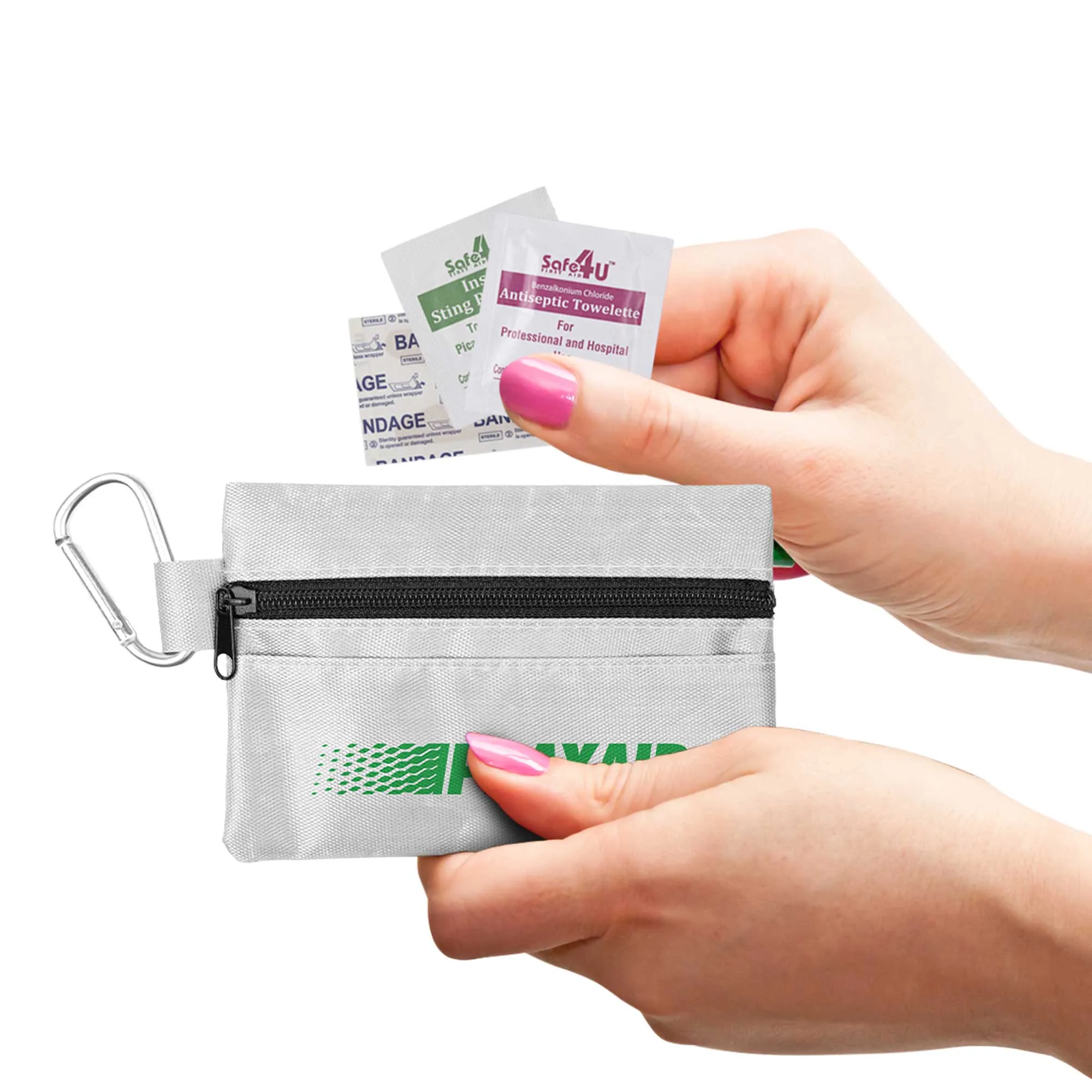 14pc First Aid Kit in Soft Zipper Pouch with Carabiner view 6