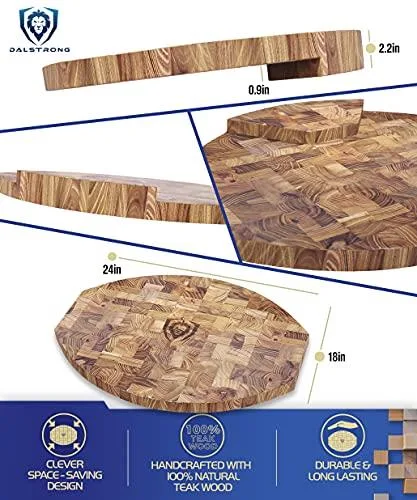 Dalstrong Corner Counter Cutting Board - Tight-Grain Teak Wood